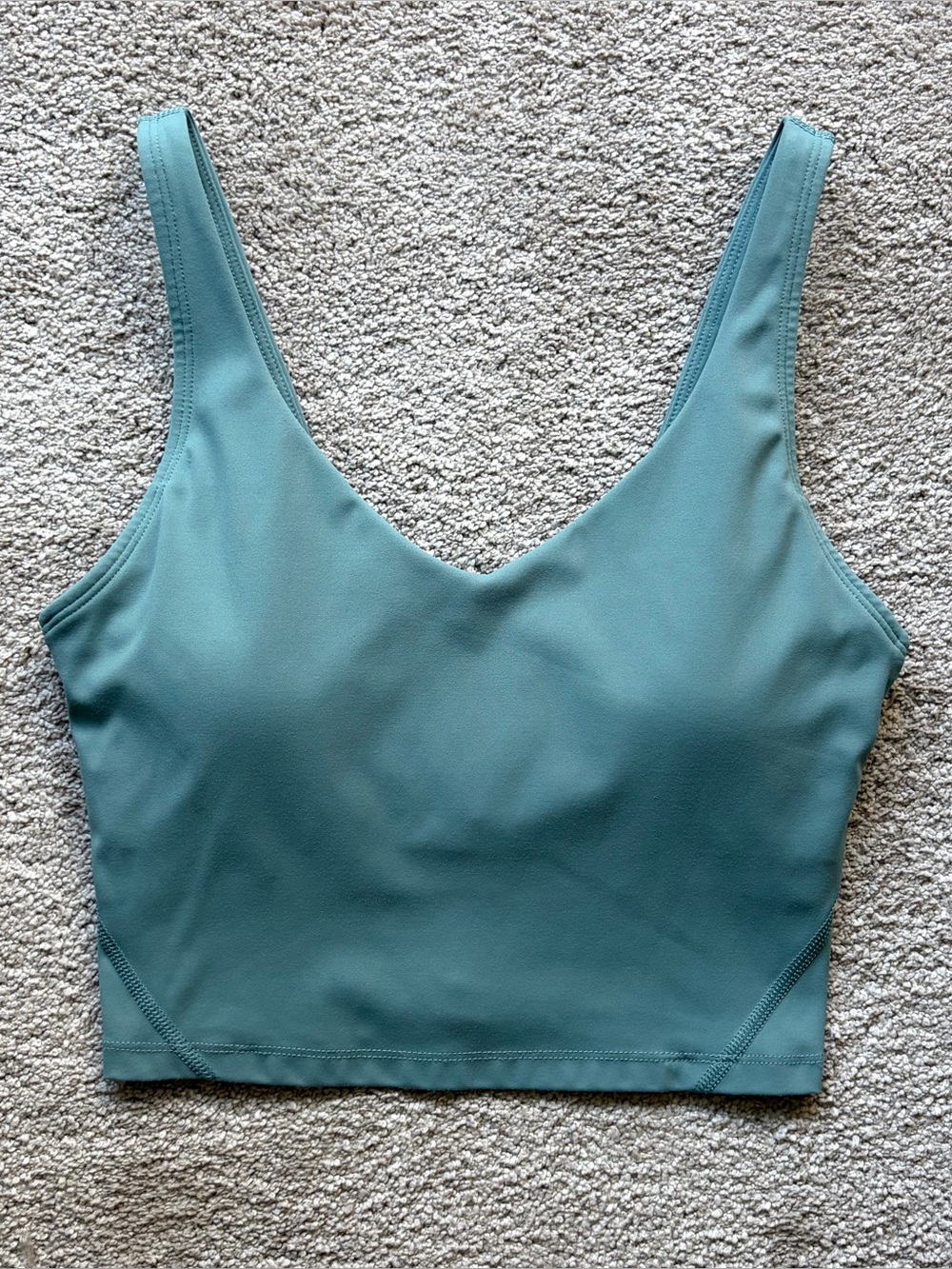 Seafoam Green Blue V-Neck Cropped Active Tank